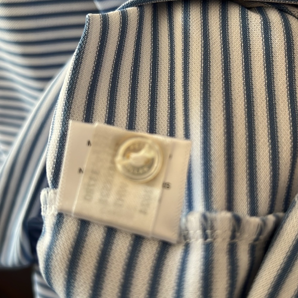 Brand New Peter Millar Crown Crafted Blue & White Striped Stretch Golf ⛳ Polo! - Picture 13 of 14